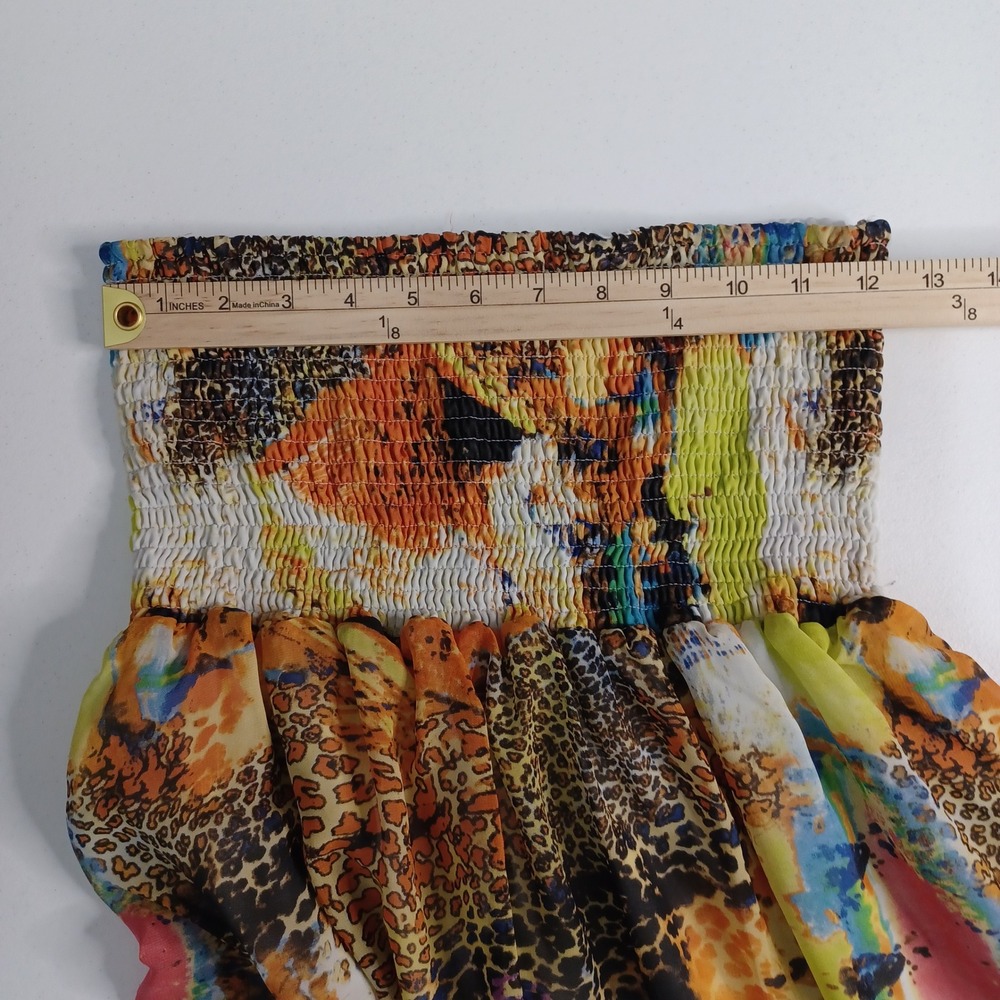 Women's Dots Colorful Animal Print Mix Sheer w/Lining Midi Tube Top Dress Size M - Picture 5 of 12